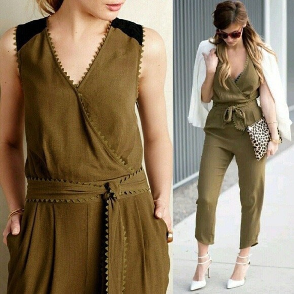 Olive green Anthropologie jumpsuit size 8